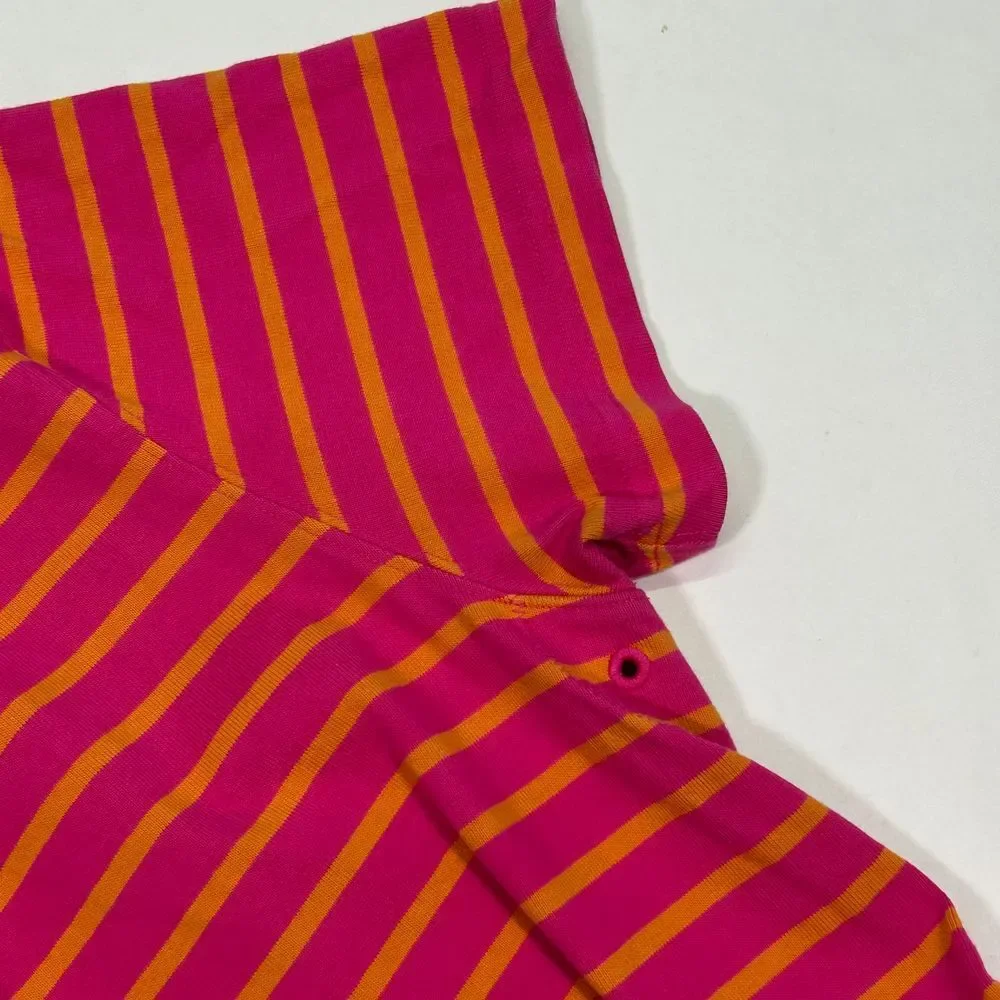 EUC J Crew Rugby Striped‎ Pink Orange Polo Shirt Short Sleeve Mens Large